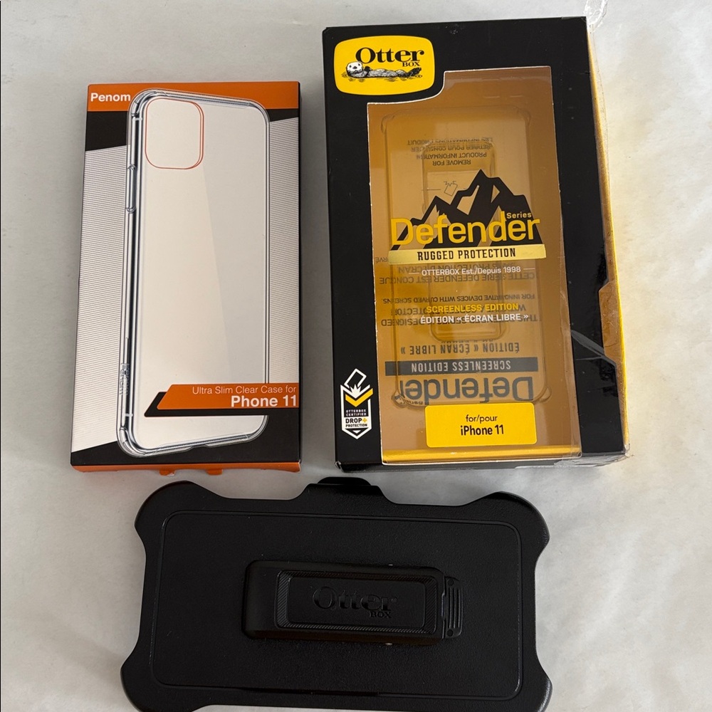 Ultra slim clear jelly case for iPhone 11 new w/ OtterBox defender holster clip